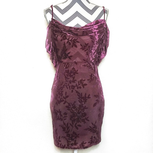 Velvet floral open-shoulder mini dress - Picture 1 of 5